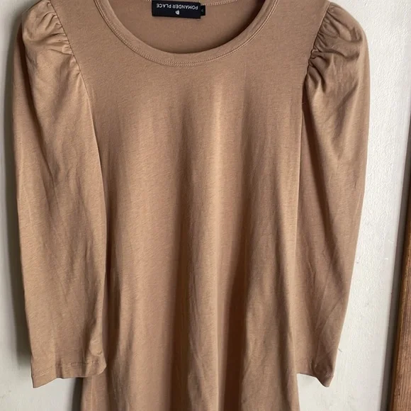 Tuckernuck Pomander Tan Vesty Long Puff Sleeve Crewneck Top - Picture 8 of 16